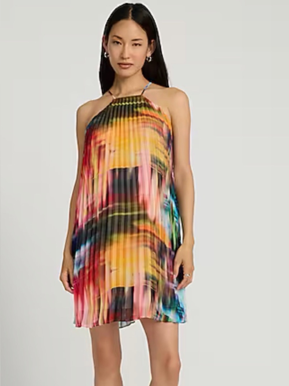 Express NWT Small Watercolor Pleated Flowy Dress with Pockets – Boho Summer Midi